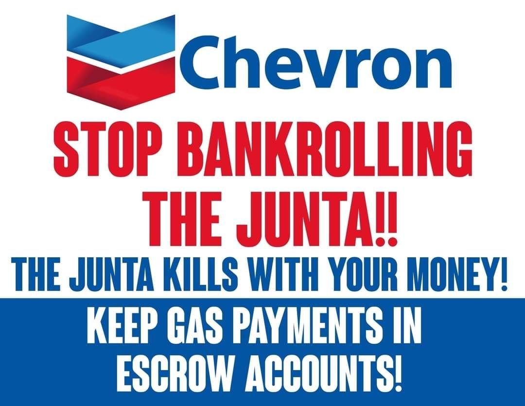 nslwin's tweet photo. MOGE is the primary source of hard currency for the military junta to buy arms internationally. It has been over a year since the military launched their unsuccessful coup &amp; it is well beyond time for @Chevron. 
#KeepInEscrowAccount
#Chevron_StopSponsoringJunta https://t.co/SVLS8xjYhD
