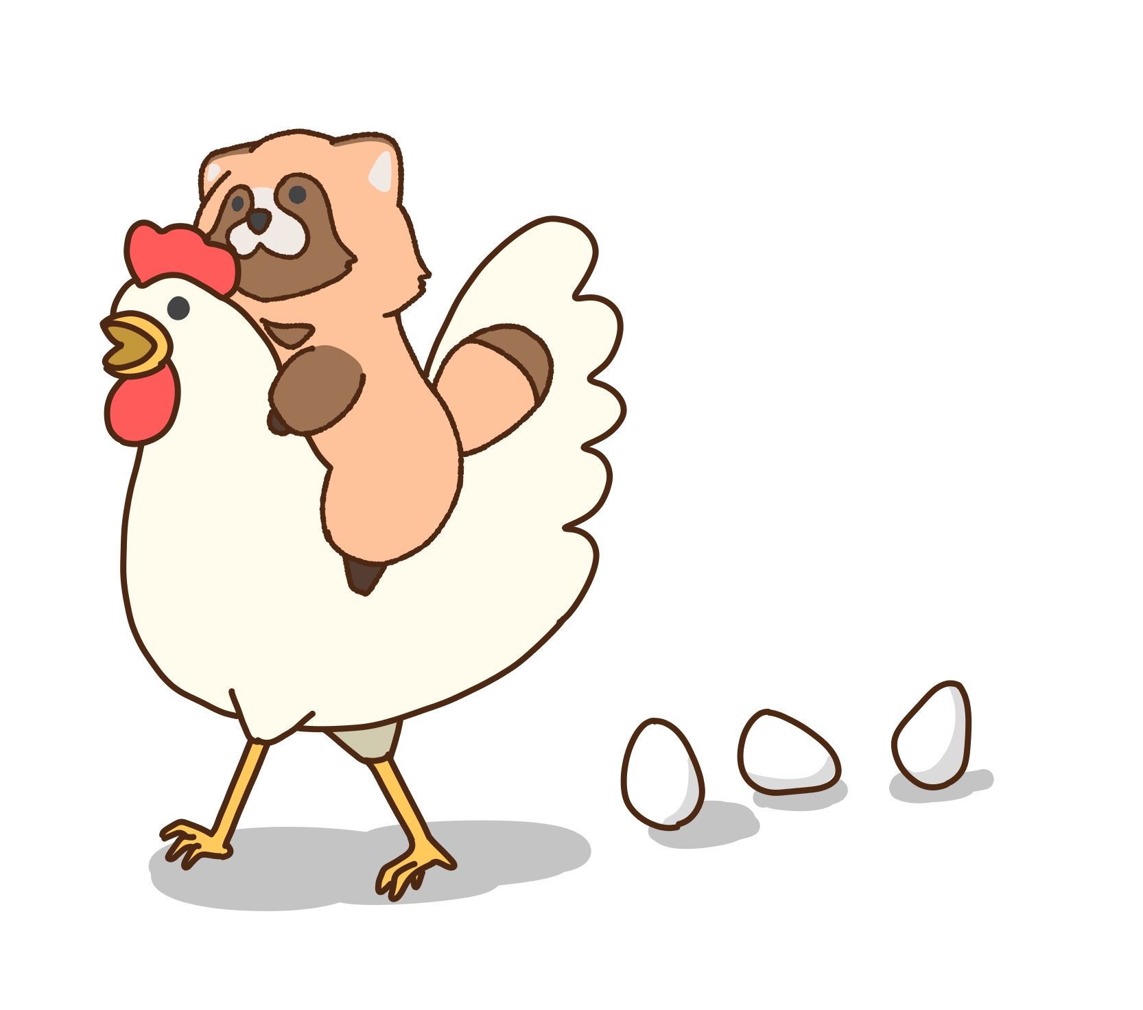 ものくろ 今日のたぬき 卵料理の日 なんだけど ニワトリ描いちゃった イラスト 動物 たぬき 鶏 たまご料理の日 T Co 501rvqvjon Twitter