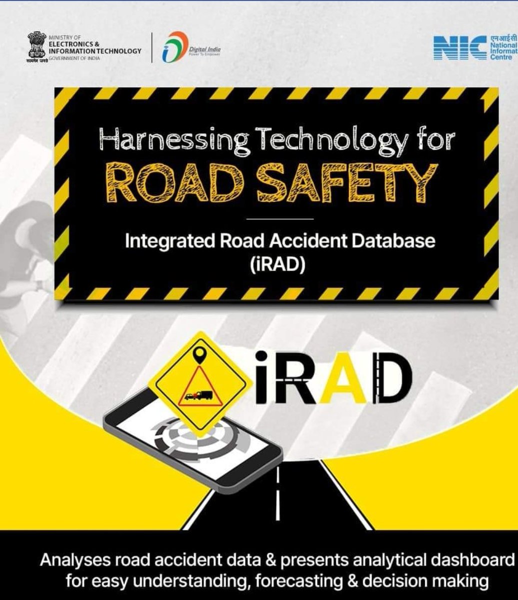 #integrated #RoadAccident #Database #Project #aims at improving #RoadSafety in #India by enriching #ACCIDENT #databases from every part of #Country#DigitalIndia#5G#AI#DigitalTransformation#construction#innovation#influencer#SocialMedia#roadtrip#SafetyFirst#Digital 