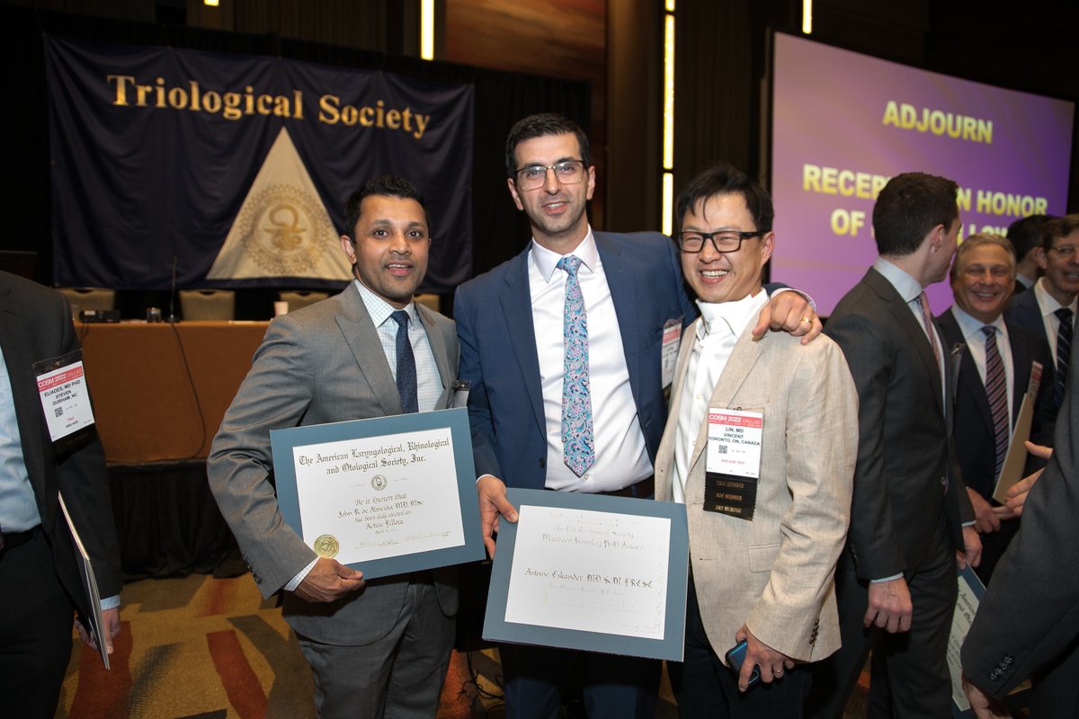 Triological's tweet photo. Congratulations to our new #Triological Fellows inducted at the Annual May 2022 @_COSM meeting in Dallas! #2022COSM #ENTSurgery https://t.co/PT6TargTDk