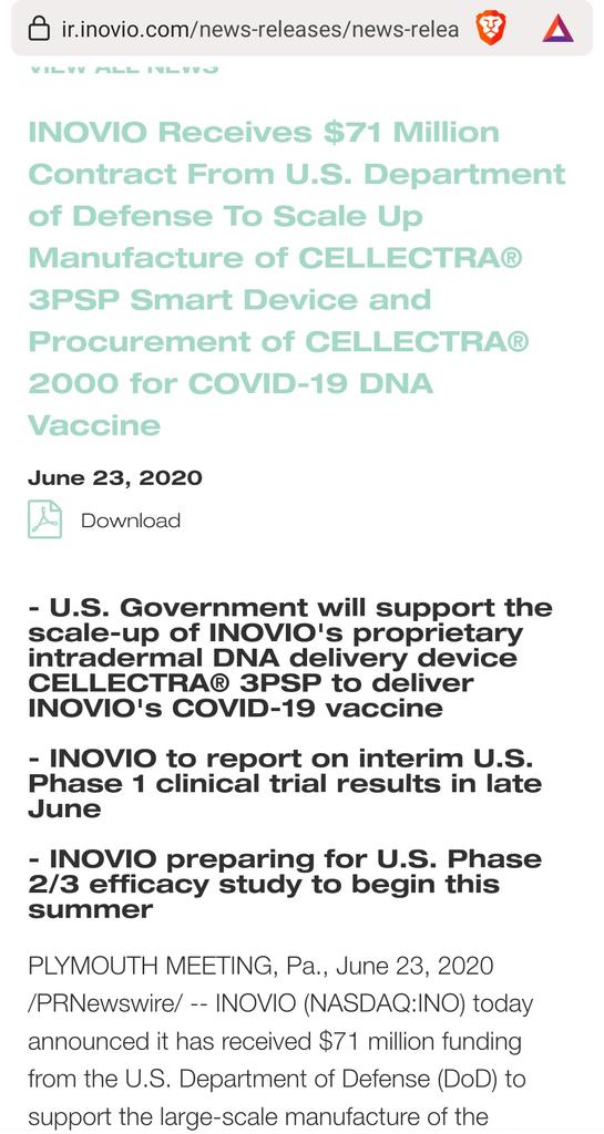 finalmetaverse's tweet photo. $Ino @BillGates #DOD #MONKEYPOX GOVT FUNDED SCALE UP. THEY HAVE THE DELIVERY MECHANISM TOO #CELLECTRA 👇🏽👇🏽🫣🫣 https://t.co/6gT3YCn0RA https://t.co/FNuT29dV1v