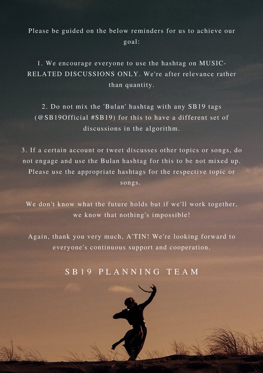 sb19nized's tweet photo. [ STATEMENT ]

@felipsuperior's 'Bulan' is forthcoming and we'll need to move as one as we attempt to make it enter on BBHTS Chart. 🌙

The specified hashtag for the song's entry will be used starting on May 28.

We're looking forward to everyone's support and cooperation. SLMT! https://t.co/ZcDJ58bK98