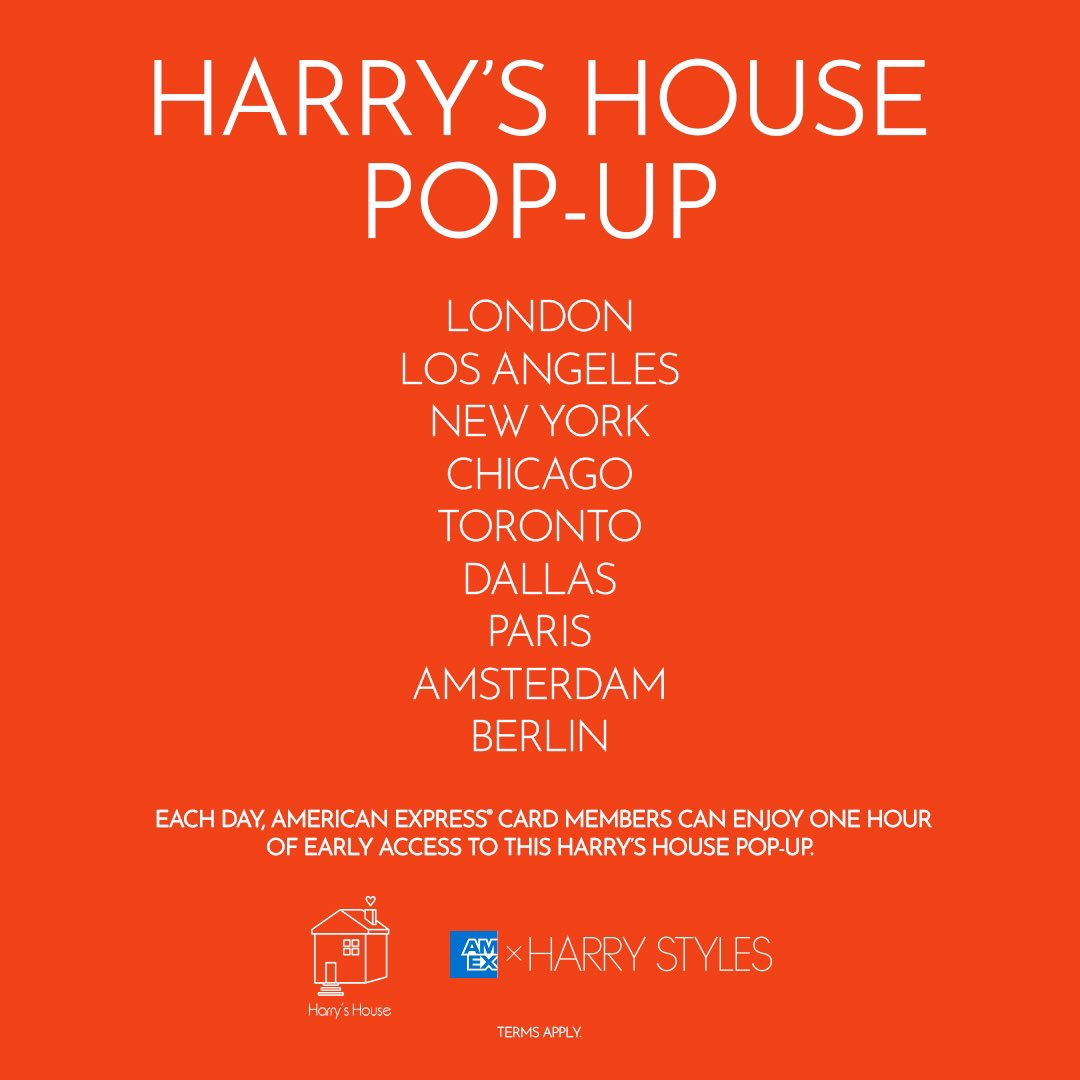 HSHQ's tweet photo. . @AmericanExpress ® Card Members can enjoy exclusive benefits at the Harry’s House pop-ups including early access to shop and a limited-edition crewneck sweatshirt available for purchase. Terms Apply. Limited quantities, while supplies last.

https://t.co/MN4hwylMeI https://t.co/tLAfnmBPwv