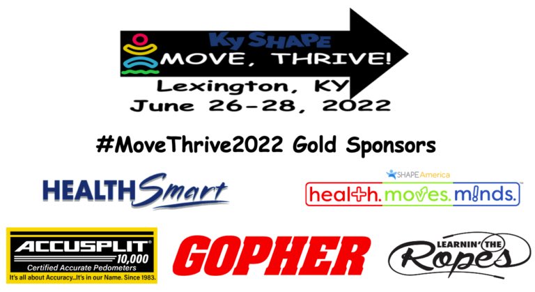 Big THANK YOU to our #MoveThrive2022 Gold Sponsors!

Thanks to their generous support we have amazing FREE pre-conference options along with THOUSANDS in prize giveaways for attendees!

Registered yet?!? 

Only 10 days left to save on early bird prices!  kyshape.org/2022-summer-co…