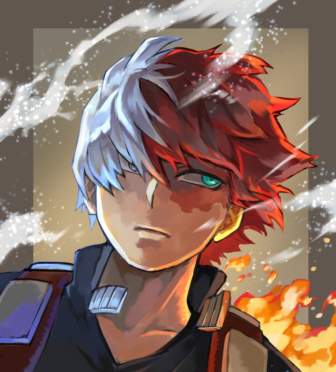 todoroki shouto burn scar 1boy male focus red hair scar scar on face solo  illustration images