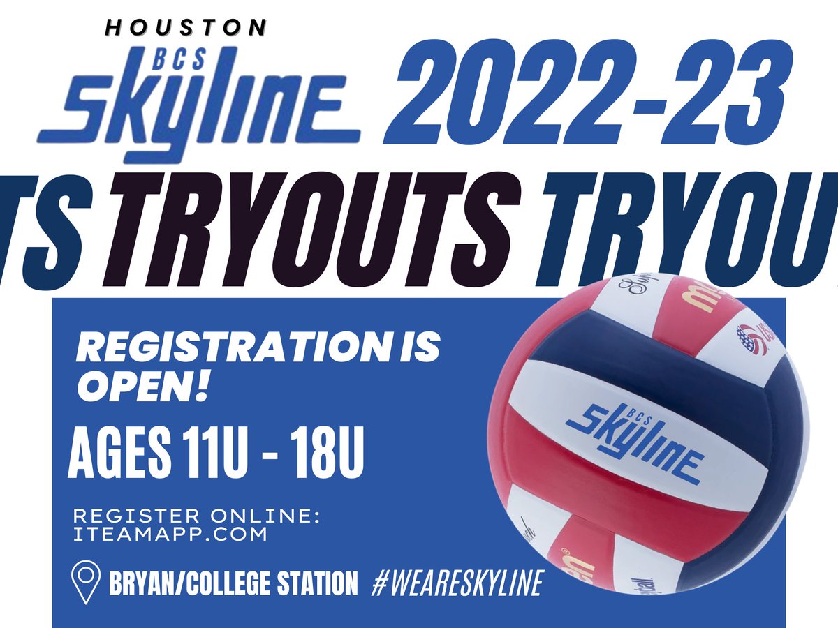 HSkylineBCS's tweet photo. Tryout registration is open for the 2022-23 club volleyball season! Sign up today! #weareskyline https://t.co/GWQ7qhLuVt