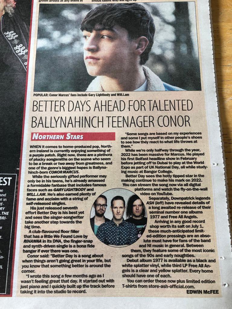 Thankyou <a href="/edwinmcfee/">Edwin McFee</a> <a href="/TheSundayLife/">Sunday Life</a> for the write up today really appreciate it🙏#Northernstars #conormarcus #nimusic #support