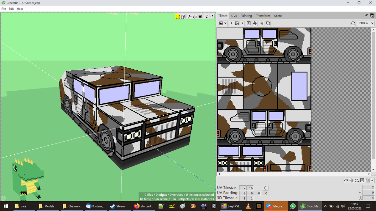Modeling fun for the <a href="/Reload_Magazine/">Reload Magazine</a> game jam
#efpse #gamejam #retroshooter #crocotile