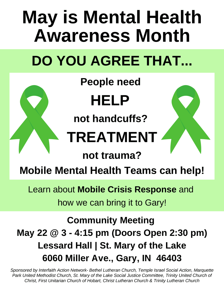 BLMGary's tweet image. Today 3p community meeting #HelpNotHandcuffs by Interfaith in #GaryIN 

#carenotcops #mentalhealth #mentalhealthmatters #MentalHealthAwarenessMonth