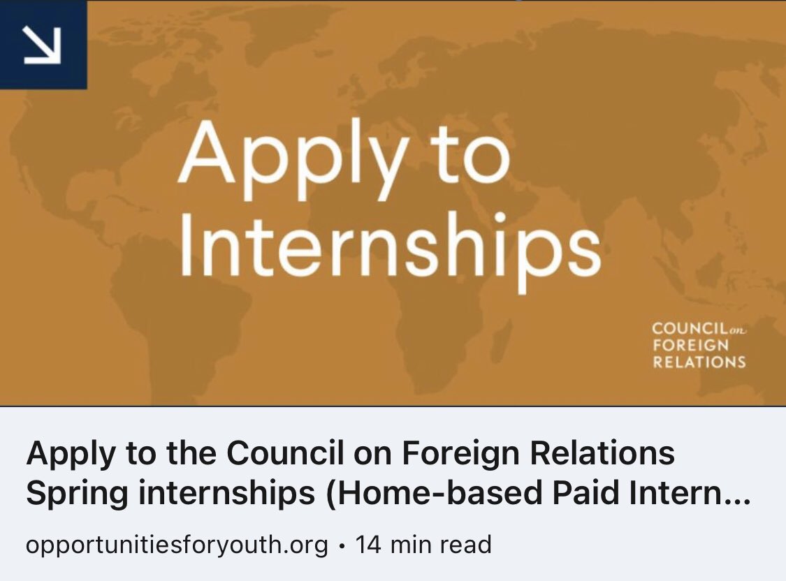 OPPORTUNITIES FOR YOUTH on Twitter "Apply to the Council on Foreign