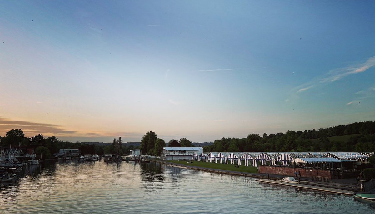 The blue and white canvas of the boat tents returns for the first time in three years. Not long to go now.. #ThisIsWhyWeRow #HRR22