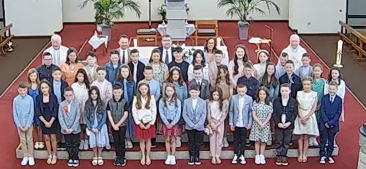 StPatricks15's tweet photo. Congratulations to our 41 P7 pupils who received the Sacrament of #Confirmation today. Well done to you all and to your teachers Mrs Harte &amp; Mr Campbell for the work &amp; preparations that went into the ceremony. Special thanks to Fr Sean &amp; Fr Oliver for making it a special day. 🕊 https://t.co/pvSBbegN3p