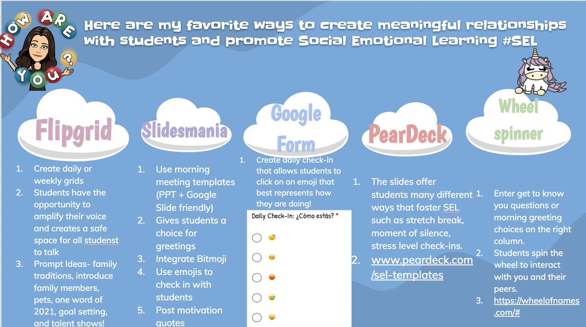Social Emotional Learning matters! Check out a couple of ways to integrate #sel in your daily lesson planning @Flipgrid @SlidesManiaSM @GoogleForEdu @PearDeck and Wheel Spinner. #edtech #Online #technology