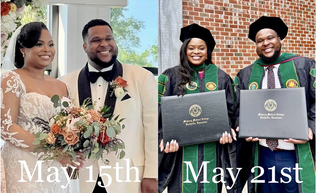 When you get married and graduate medschool the same week 🙌🏾 🙌🏾
This is what #BlackLove mixed with #BlackExcellence looks like. 

#MedTwitter #BlackTwitter #ToGodBeTheGlory
