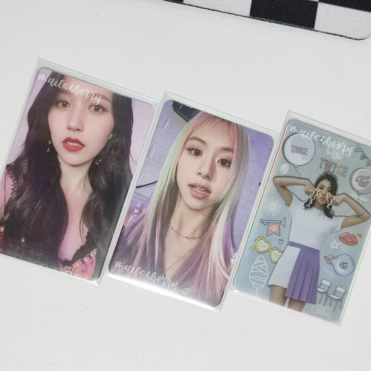 mails4berry's tweet photo. 𓂃 wts lfb twice ph 

✷ chae rebond set!

– ₱400
 ╰  chae rebond: 140 , mina fallen ver. 1: 120 , chae tcl1 holo: 140 (has dent and light scratches)
– dop : payo / 3 days reservation
– onhand nd ready to ship ◡̈

𖥻 chaeyoung taste of love tcl1 tol pc photocard https://t.co/6lqCd4Uvy7