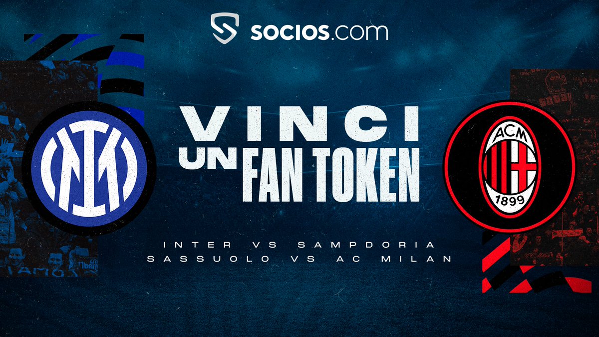 🏆 GIVEAWAY FINALE

Per ogni gol segnato dall’<a href="/Inter/">Inter ⭐⭐</a> e dal <a href="/acmilan/">AC Milan</a> oggi regaleremo 1 Fan Token $INTER o $ACM.

RT per partecipare all’estrazione 👇🏻