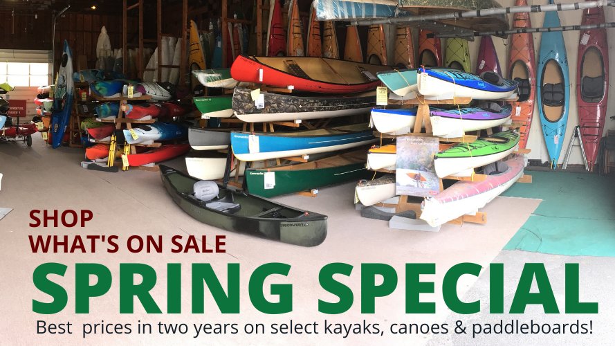 cvillecanoe's tweet photo. SPRING SPECIAL prices on select boats &amp; boards! Solo, tandem, pedal, sit-in &amp; sit-on-top kayaks. Canoes. Inflatable &amp; solid paddleboards. Best prices in years! 
See what’s in stock: https://t.co/qqmThE05kc. 
#kayaksales #canoesales #paddleboardsales #oldtown #pauhana #oceankayak https://t.co/9ETSHe5RQQ