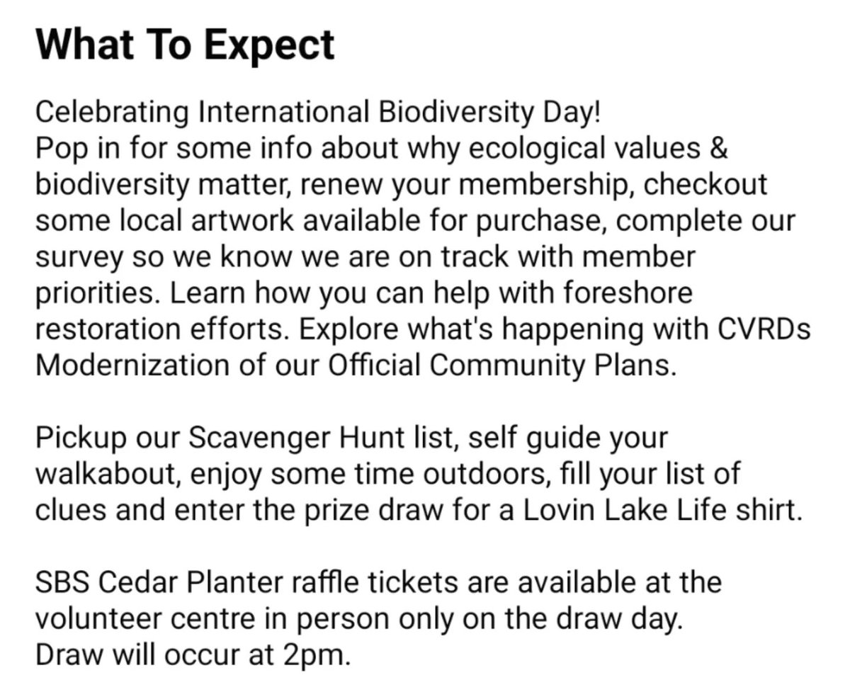 Happening now! At 2pm today!
Cedar Planter Raffle Draw 🎉
Special activities and more!! 🗺️
#Shawnigan