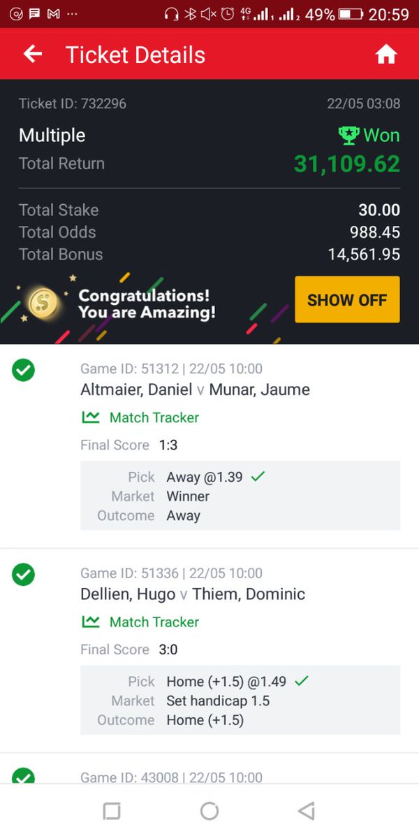 mr_adetips's tweet image. 1K ODDS BOOOOM 💥💥💥💥💥
🔥🔥🔥🔥🔥🔥🔥🔥🔥🔥🔥🔥

SOME WINNINGS ⬇️⬇️

Telegram Channel ➡️ t.me/joinchat/RQX9c…