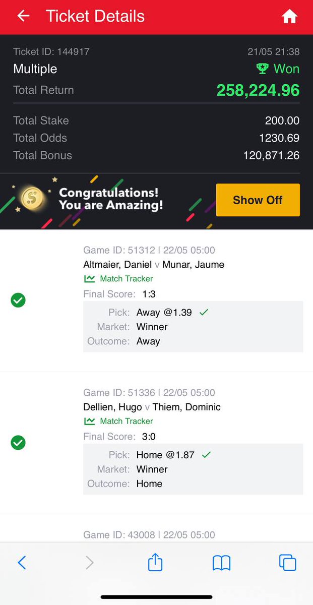 mr_adetips's tweet image. 1K ODDS BOOOOM 💥💥💥💥💥
🔥🔥🔥🔥🔥🔥🔥🔥🔥🔥🔥🔥

SOME WINNINGS ⬇️⬇️

Telegram Channel ➡️ t.me/joinchat/RQX9c…