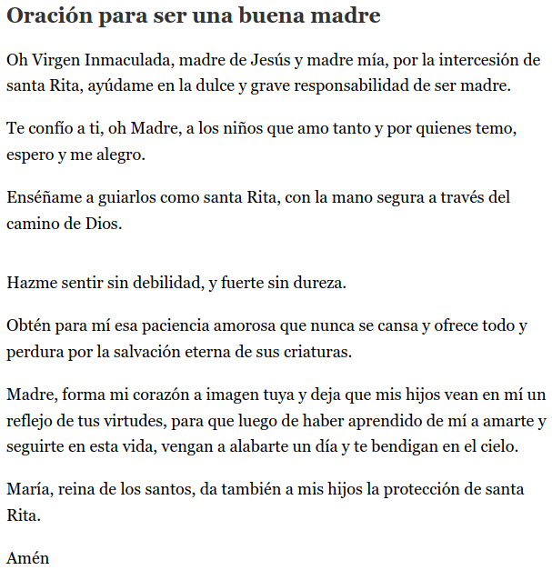 SantosIglesia's tweet photo. Oración a Santa Rita para ser una buena madre https://t.co/bVRSlK5nMr