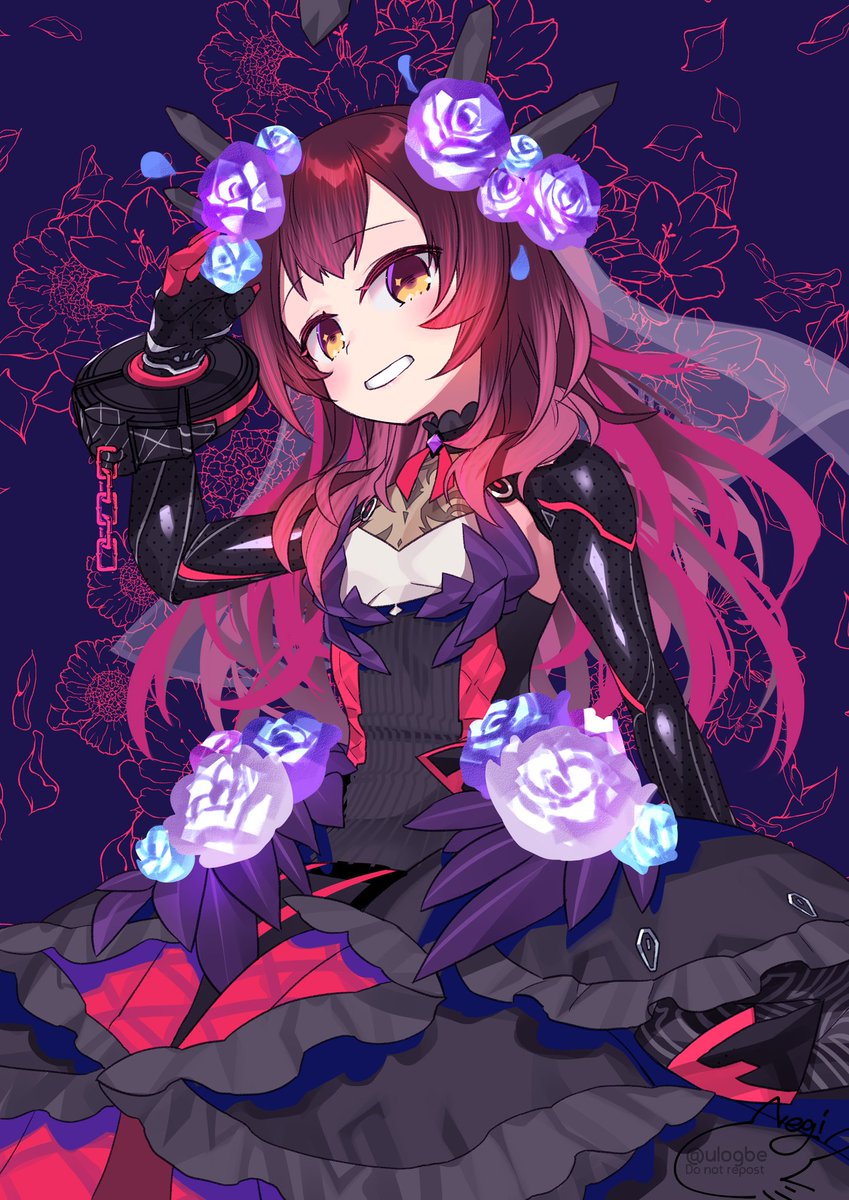 roboco-san 1girl solo dress flower hair ornament long hair hair flower  illustration images