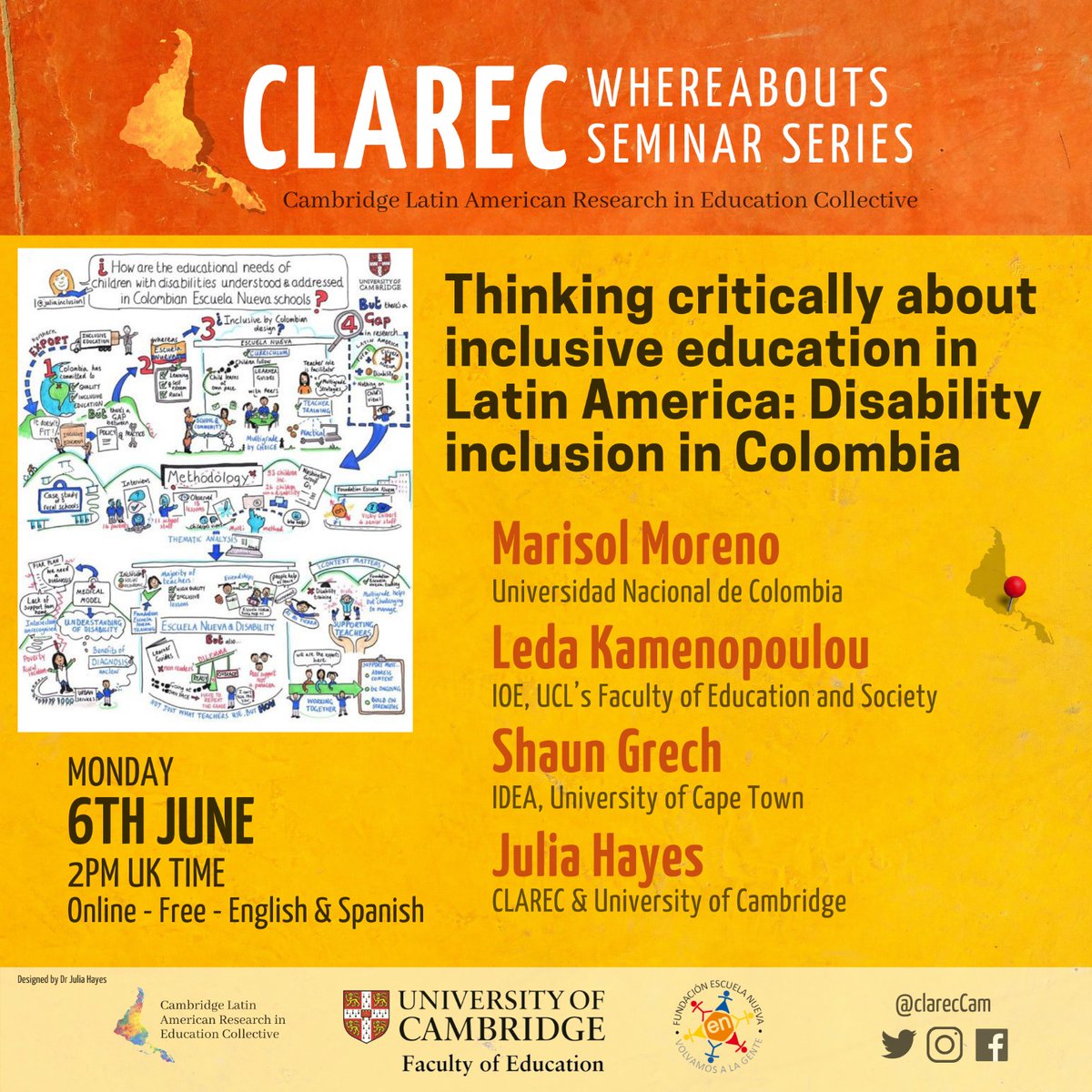 Can't wait to share my PhD research after presentation by the fabulous @kamenopoulou @ShaunGrech who will give a preview of their latest research on inclusive education in Latin America @ClarecCam @CLAS_Cam eventbrite.co.uk/e/thinking-cri…