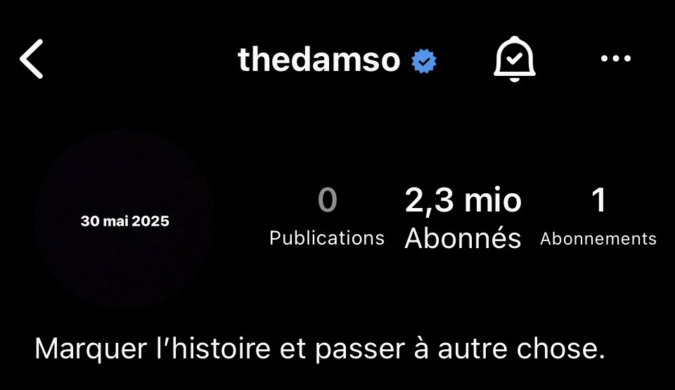 Damso change de Bio et supprime les ancien post instagram