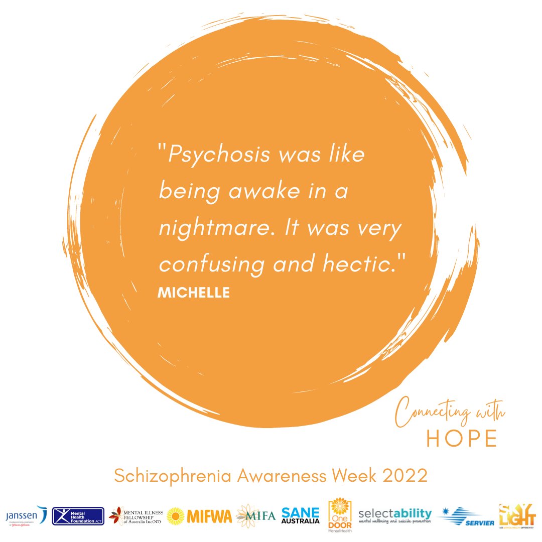 mifaoz's tweet photo. #Psychosis describes when you experience reality in a different way to others: "It was very confusing and hectic. I heard about eight different voices which felt like they were following me and very real." – Michelle #SAW2022 #ConnectingWithHope #schizophrenia https://t.co/mWariKpDfb