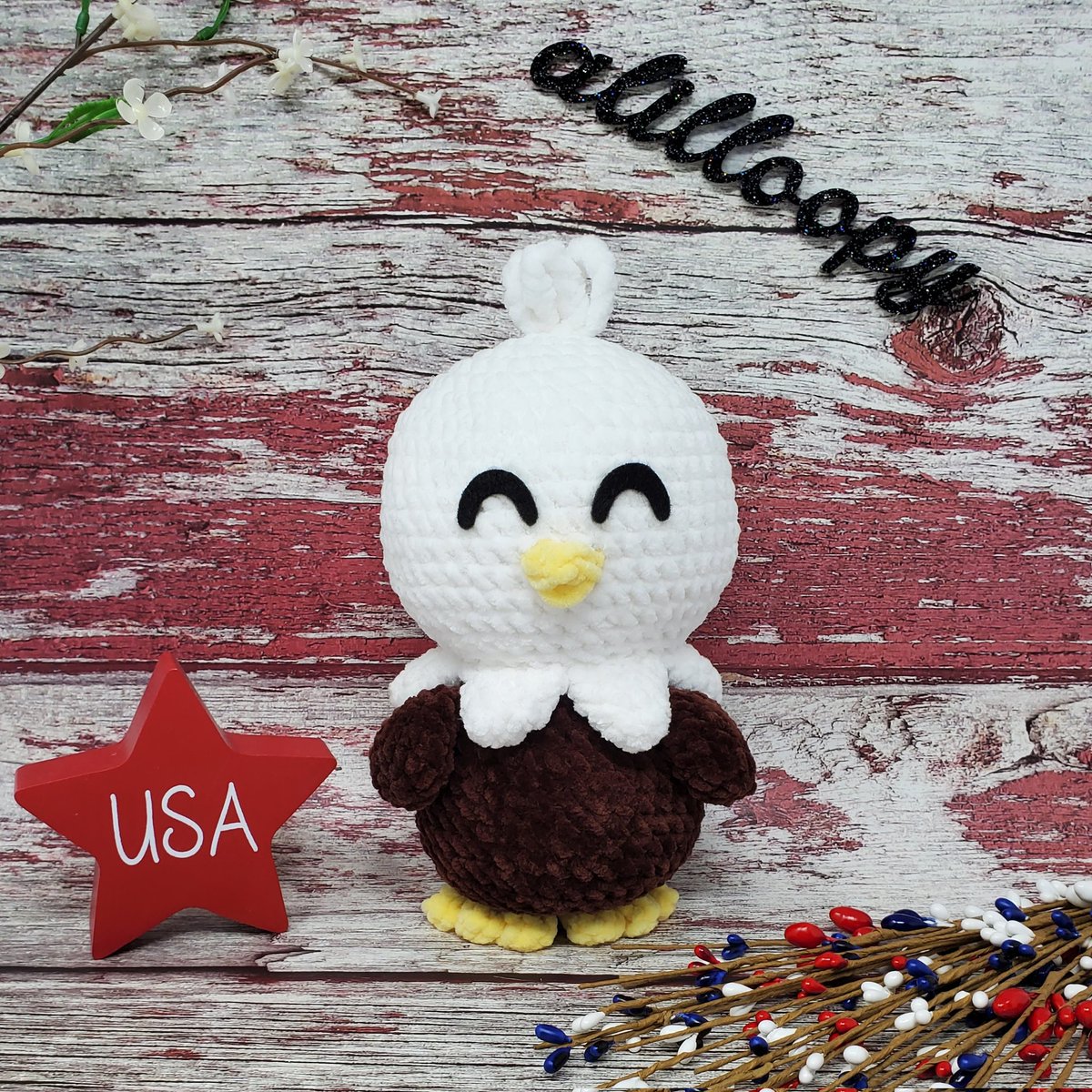 ALilLoopy's tweet photo. Memorial Day is just around the corner!  Sam the Lil' Eagle is available in my shops!

#crochet #MemorialDay #Eagle #etsyshop #yarn https://t.co/5fu2dZ3pzd