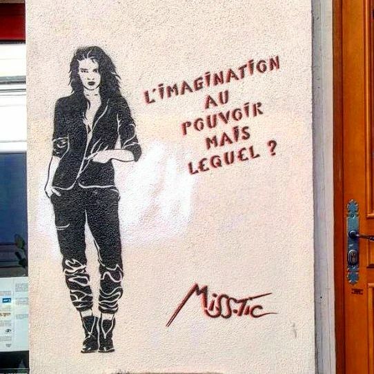 chilledoutco's tweet photo. Just heard about @missticofficiel passed away, pioneer in street art, she inspired a lot of artists around.
"L'imagination au pouvoir mais lequel" #piece in #paris #france 
#restinpeace
#urbanart #streetart #misstic #pioneer #oneofthefirst #stencil #woma… https://t.co/PypYYGRQ4x https://t.co/p6ViFSEwqS
