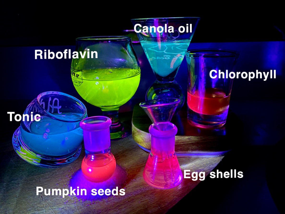 Here’s an overview of just a few of the #glowythings you can find in your own kitchen!! #kitchenspectroscopy