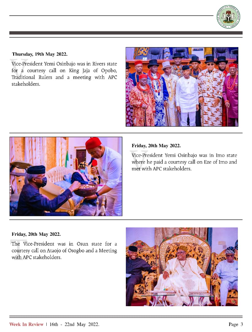 ProfOsinbajo's tweet photo. Here is a recap of some of the things we were up to last week.

I am grateful to the Governors, Party Leaders, members and delegates we have met so far in all the 26 States and counting that I have visited. I look forward to continuous engagement this week in other states. https://t.co/4FIspppvkB