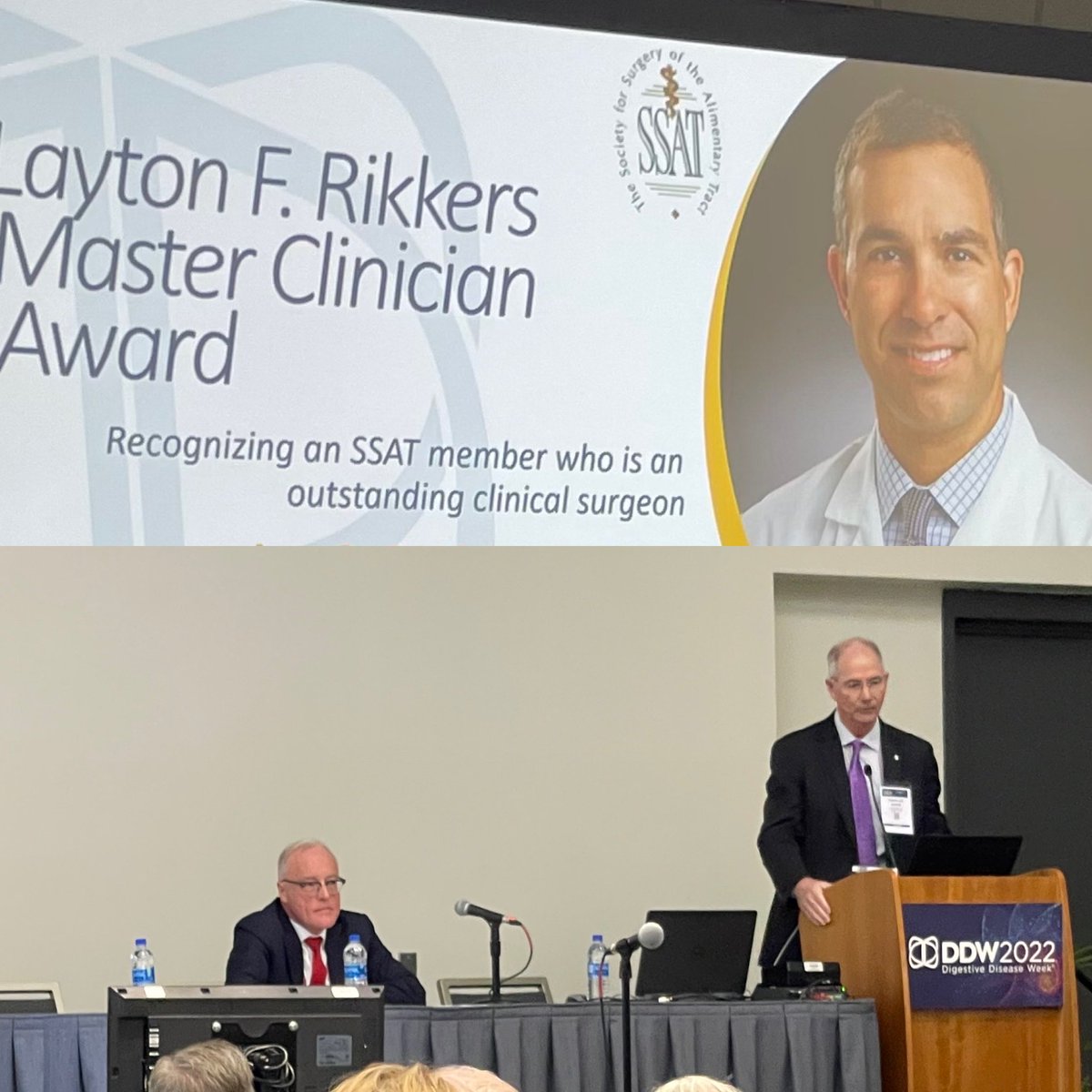 Congratulations to Dr ⁦@joncgould⁩ ⁦@MCWSurgery⁩ winning ⁦@SSATNews⁩ Master Clinician Award named for Dr Rikkers beloved Chair emeritus ⁦@WiscSurgery⁩ ! Also: ⁦@VautheyMD⁩ & ⁦@DougEvans2273⁩ in the same frame giving me fellowship flashbacks!