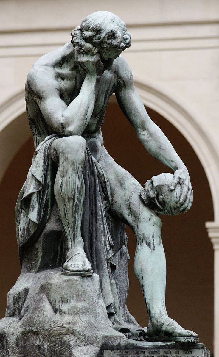 AndoniaPR's tweet photo. “Strive to Think much and Know little.”—Democritus, Ancient #Greek Philosopher (c. 460—370 BC)
Statue, Delhomme (1868) Democritus meditating on the seat of the soul
https://t.co/2vnC5Qm5DL h/t @AcademiaAesthe1 #thinkgreek #classicstwitter #art #culture #greekthinkers #philosophy