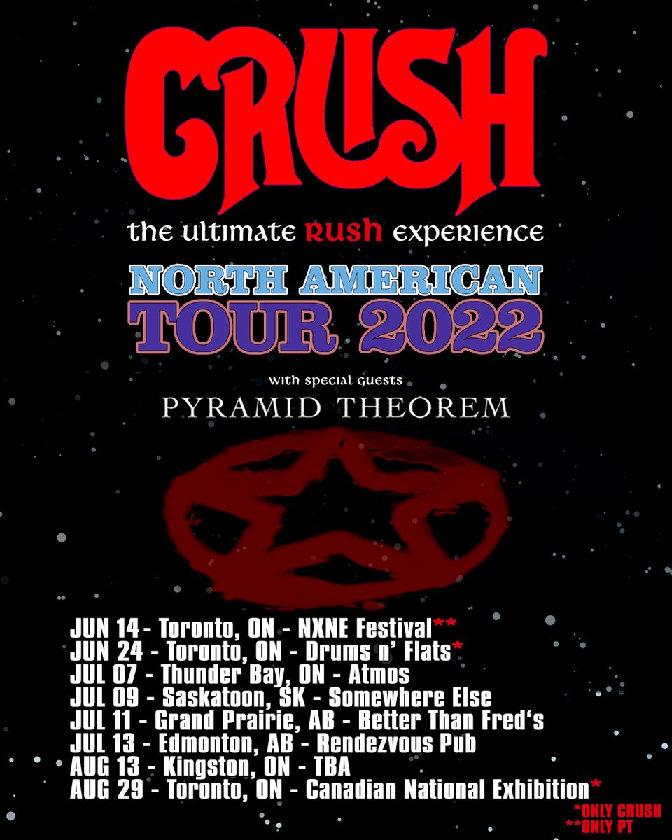 Crush (@crushexperience) on Twitter photo CRUSH + PYRAMID THEOREM North American Tour is rolling through Canada this summer! See you on the road!
@RushFamTourneys <a href="/PyramidTheorem/">Pyramid Theorem</a> CRUSH + PYRAMID THEOREM North American Tour is rolling through Canada this summer! See you on the road!
@RushFamTourneys <a href="/PyramidTheorem/">Pyramid Theorem</a>