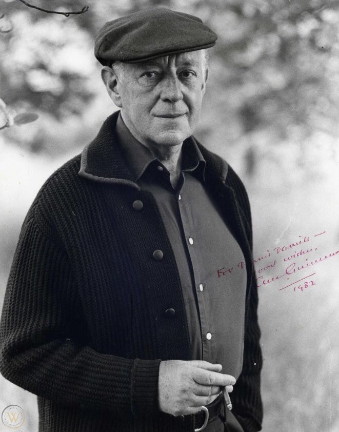 Lovely pic of AG, probably taken in the grounds of his country home possibly by Lord Snowden. #alecguinness