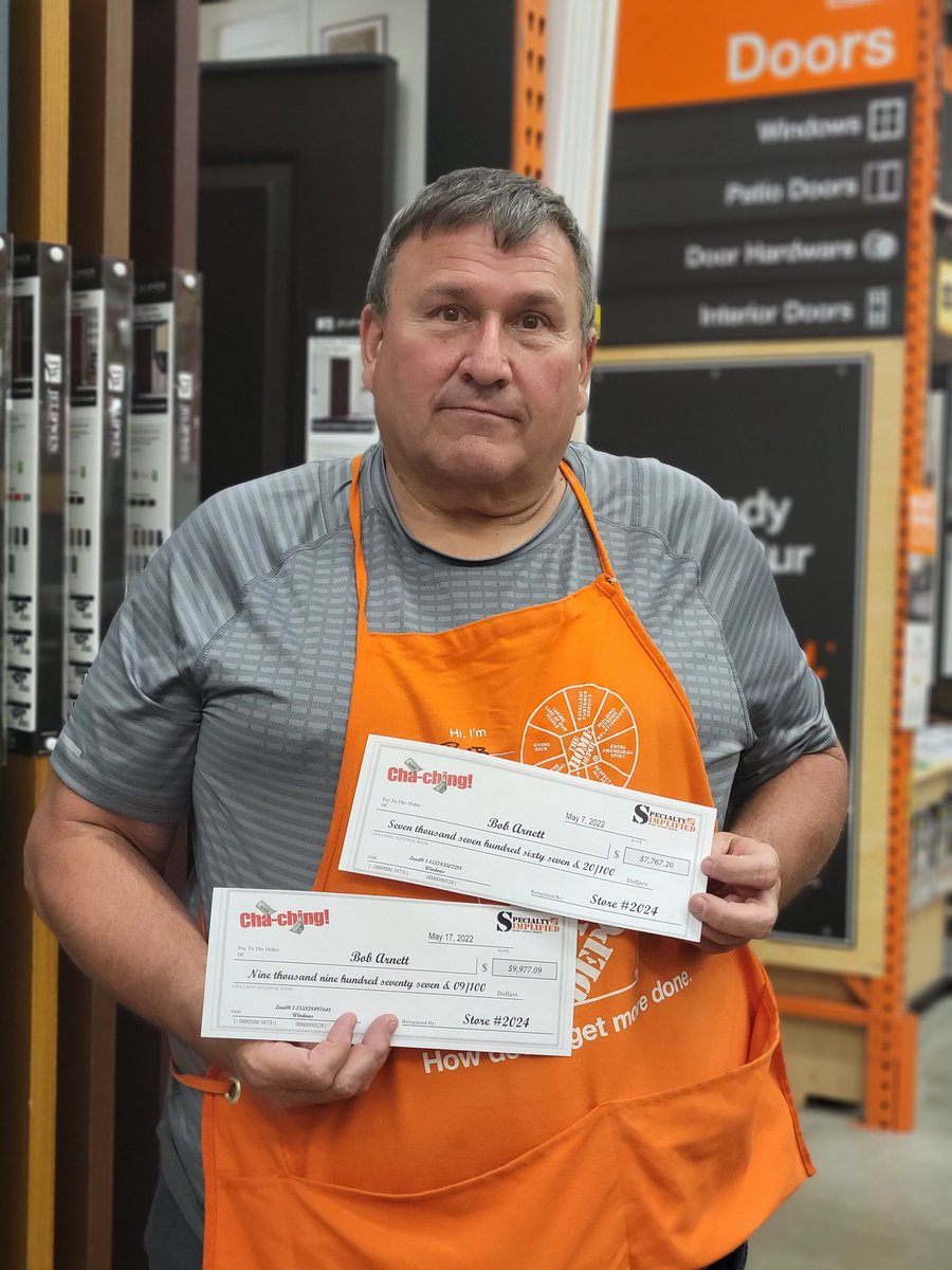 Some big cha-ching checks were handed out this week! SM Drew with a $6k water heater lead and Millwork Specialist Bob had 2 leads. A $9k and a $7k window lead!
