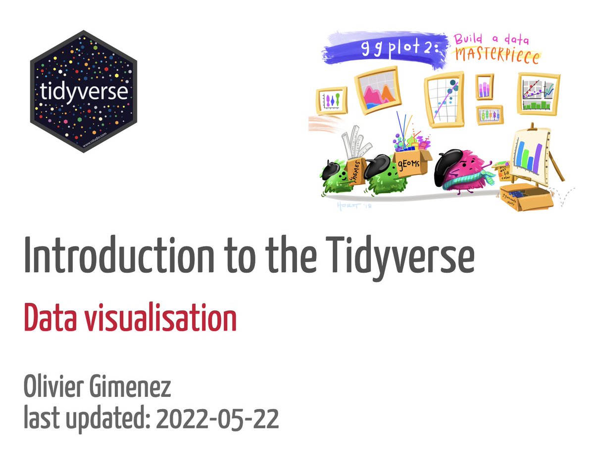 🔧🚧 I have updated my quick introduction to data visualisation w/ R 📦 ggplot2 🥳

In case it's useful 😉▶️ bit.ly/3PBv6vJ ◀️

w/ practicals bit.ly/3PBjyJ1 &amp; solutions bit.ly/3PBjwkn 

Cartoons <a href="/allison_horst/">Allison Horst</a> 💜

#ggplot #tidyverse #dataviz #RStats