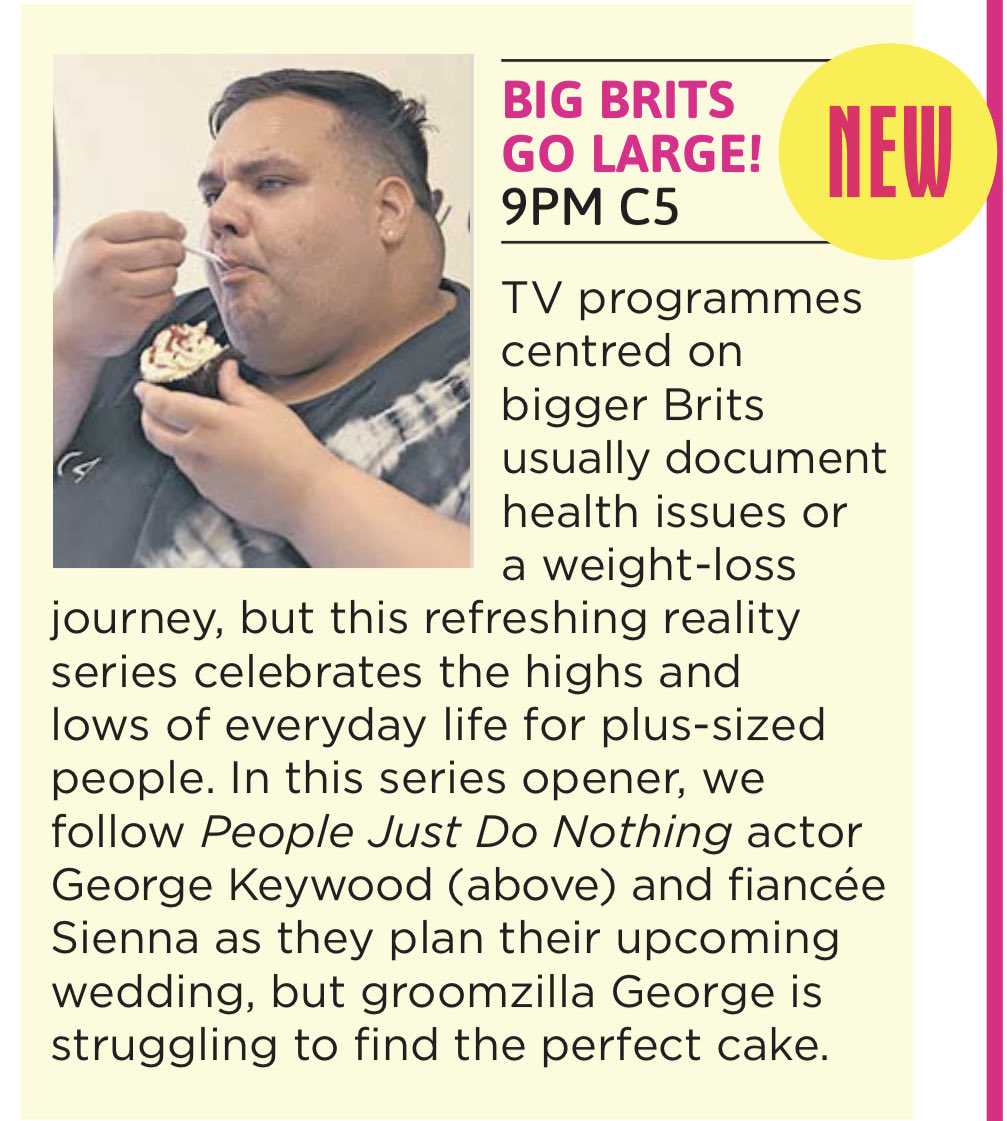 Tonight at 9pm on @channel5_tv don’t miss #BigBritsGoLarge @FirecrackerFilm. The series features a vibrant, larger than life cast and shows what it’s like to be plus-sized in modern Britain, told through the experience of the people who live it ⁦@SunTVMagazine⁩