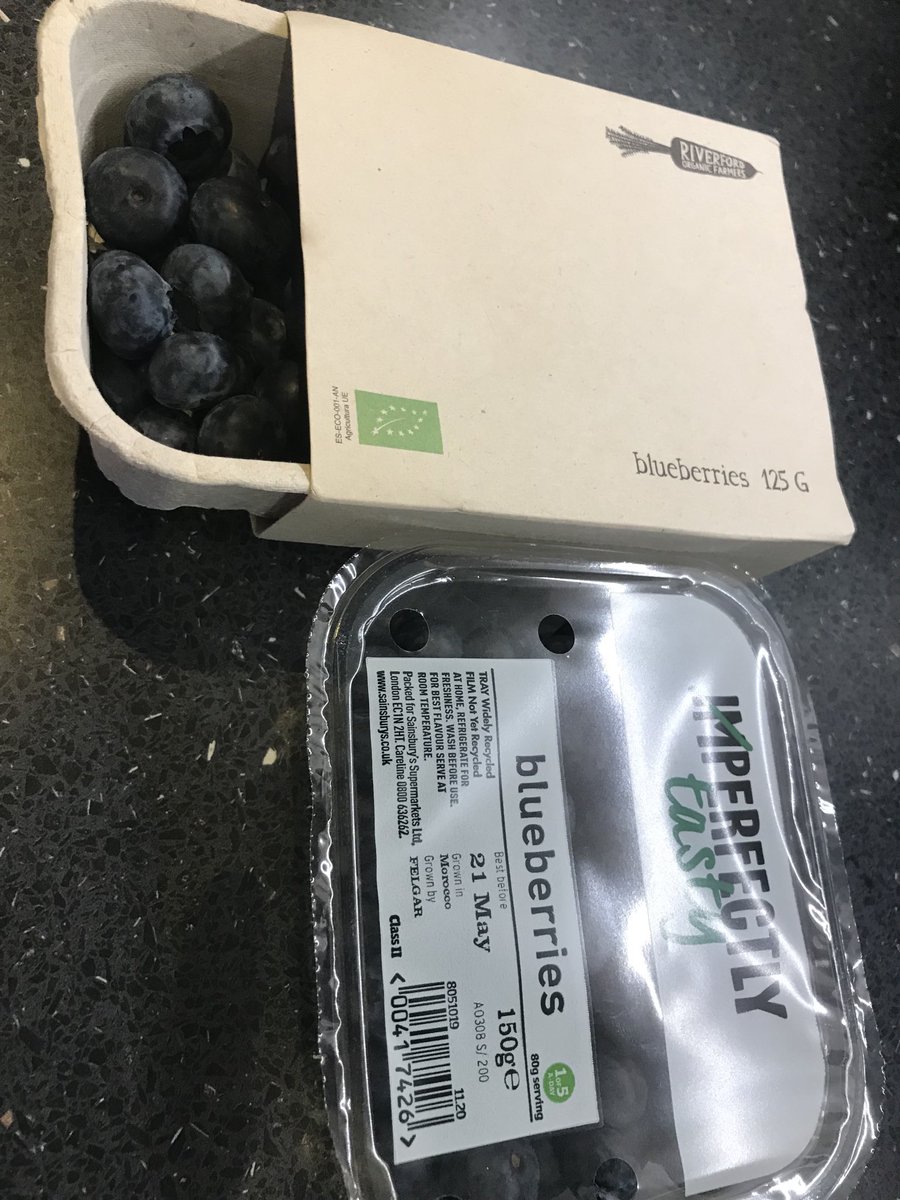 Feels a little bit like a #firstworldproblem, worrying about packaging for blueberries - but, of course, single use plastic is everyone’s problem ⁦@sainsburys⁩ ⁦@Riverford⁩ #TheBigPlasticCount