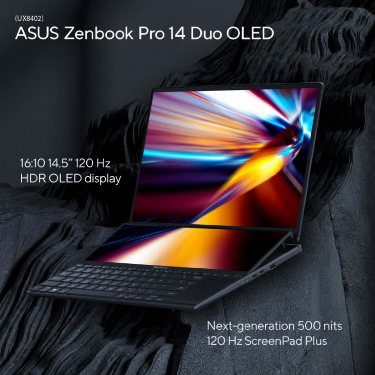 ASUSUSA's tweet photo. We heard you and here comes the upgrade for our renowned dual-screen laptop!

The NEW ASUS #Zenbook Pro 14 Duo OLED has a bigger, brighter, and a better primary display and ScreenPad Plus. Check it out! 🤩 

 💻 https://t.co/BLjGXaXhgh

#ASUSLaunchEvent #ThePinnacleOfPerformance https://t.co/Jhsp3NDK6R