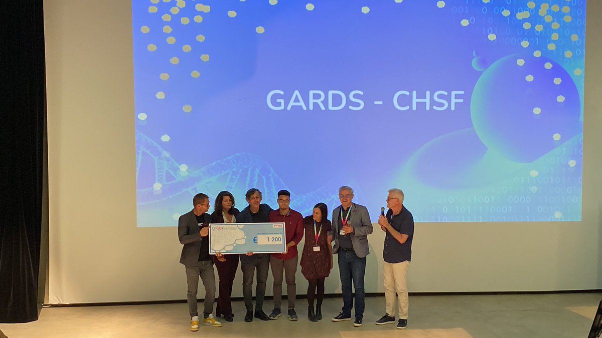 TelecomSudParis's tweet photo. [#D4Gen] Les vainqueurs du 1er #hackathon #D4GEN sont l'équipe ChromoTouch portée par @institutpasteur. Bravo aussi au projet Gards porté par @CHSF91 pour sa 2e place et à l'équipe Panorama pour sa 3e place. @Genopole @UnivEvry @ENSIIE @sup_recherche @grandparissud @iledefrance https://t.co/QzBryRg874