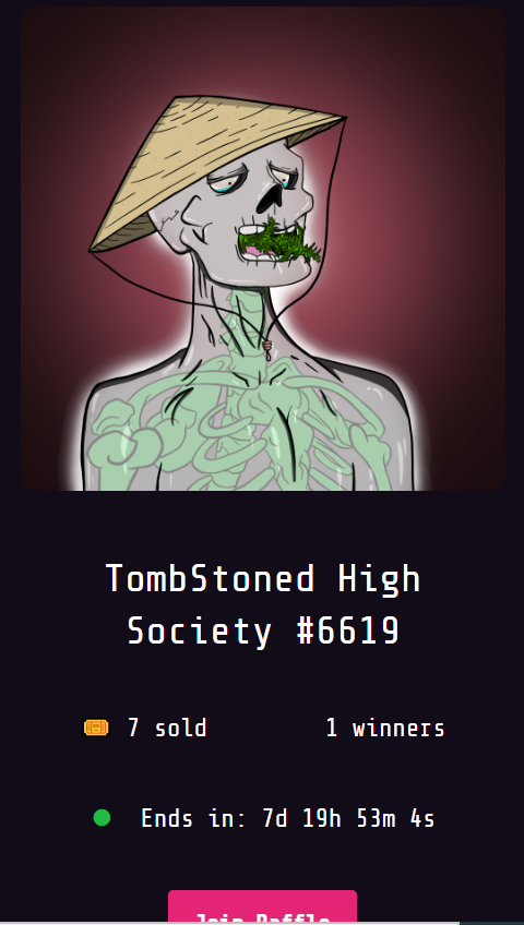 mjcalabro50's tweet photo. @TombStonedHS You what's up fam!  You see @bbsolana is raffling off this stud.  Shill me why I should buy some tickets for $10 BONE each  https://t.co/dlARgyc88y  Hear good things about your community.  I have lots of extra bone to spend! https://t.co/H7pxGyHs6s