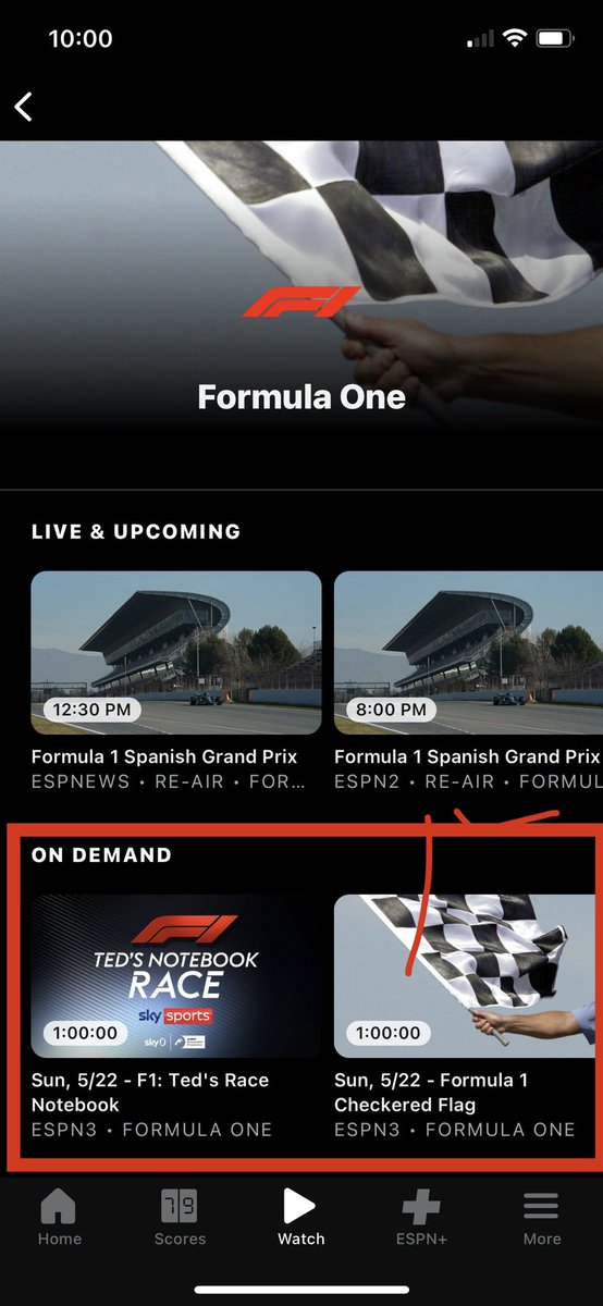 deansherry_'s tweet photo. Checkered Flag and Ted’s Notebook but still no race On Demand smh @ESPNF1 @espn @F1 https://t.co/Eqx9BH4VqE