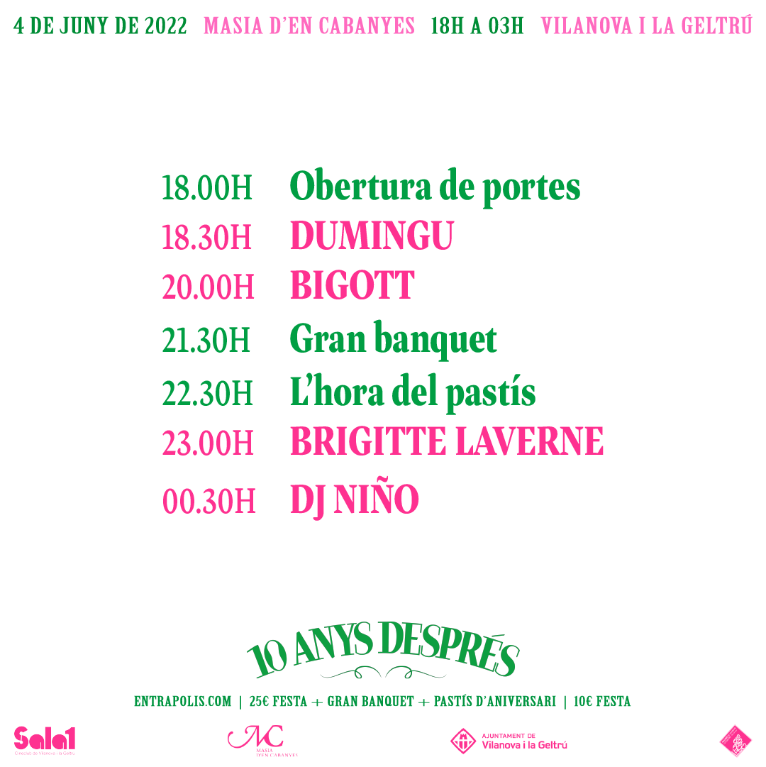 El 4 de juny celebrem la festa dels 10 anys de Cineclub Sala1! Ens acompanyes a celebrar-ho? Ens faria molta il·lusió. Hem preparat una festa amb tot això, aquí tens els horaris ! Link entrades: entrapolis.com/entrades/10-an…

T'esperem a tu i els teus per brindar! 💚