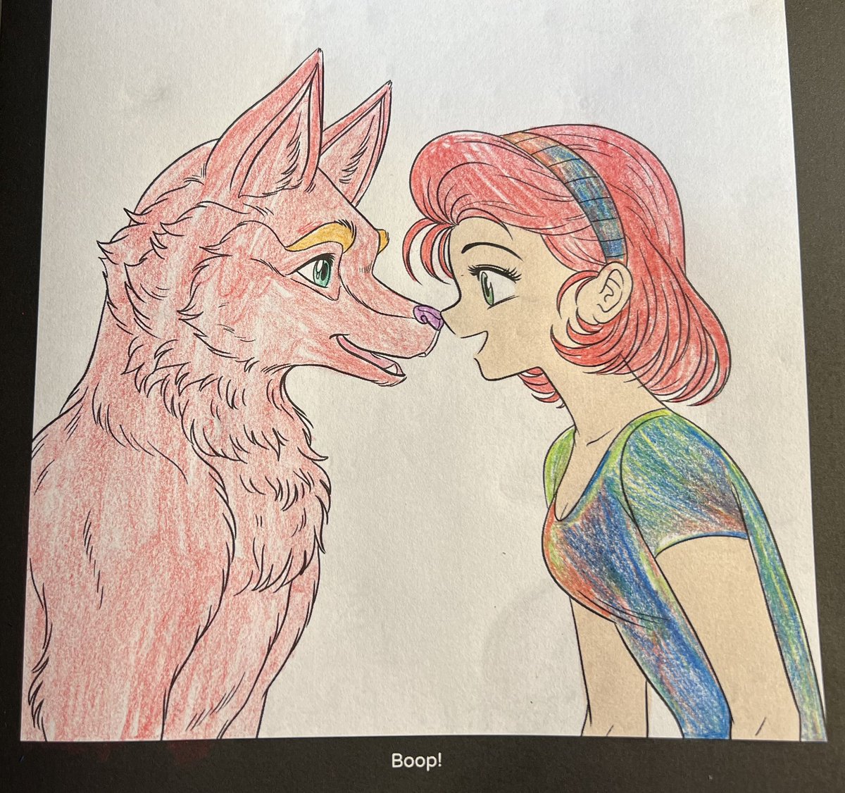 RAQSkylar6's tweet image. I’m coloring the red haired girl and her red dog. Coloring is fun for me.😊 #digitalart #digitalcoloringbook #coloringbook #meiyuart #art #myart