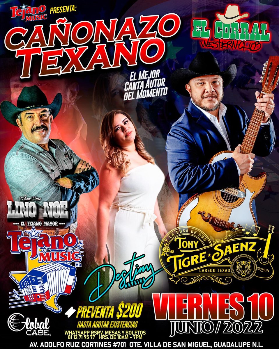 destinynavaira's tweet photo. MONTERREY nos vemos el 10 de Junio
#destinynavaira #dimecomosesiente #destinyyremedio #mujeresdelamusica #losnavaira #mexico #texas #newtejano #monterrey #grupera #unimusik #globalcase https://t.co/jSF77PWdNU