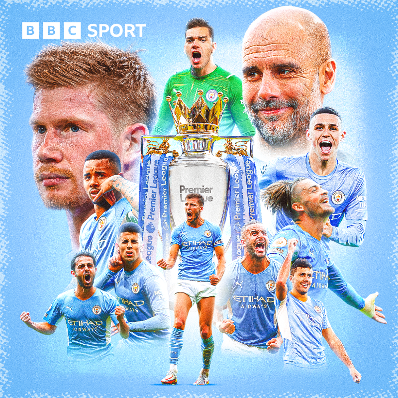 BBCSport's tweet photo. Manchester City are Premier League champions! 🔵🌙

They clinched the title, yet again, in incredibly dramatic style on the final day. 🤯

Report from a jubilant Etihad Stadium ⤵️

#MCFC #ManCity