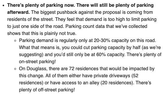 Streets4Peeps's tweet image. A few notes on our Norris/Douglass proposal:
1) There's plenty of parking!
2) The neighborhood supports this plan!
3) Everyone agrees speeding is an issue!

More details here:
mailchi.mp/b8e6ede5ab53/a…